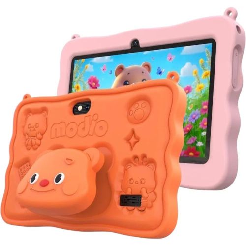Modio M72 Kids Tablet 7 Inch 6GB RAM Memory+ 256GB ROM Storage 1024×600 IPS Display Dual Camera 30000mAh Battery Dual Camera Android 13 5G Network with Shockproof Case, Lanyard, Touch Screen Pen, Stic