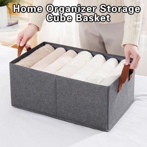 1 PC Fabric Storage Boxes Drawer 26 Litre Rectangle Storage Baskets Wardrobe Organizer Foldable Drawer Dividers Box Bins with Handles for Clothes Closet Shelves Organiser Bras Socks Underwear Ties Sca