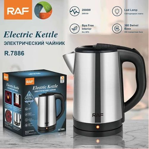 RAF 2.3 Litre Professional Electric Kettle - Silver & Black