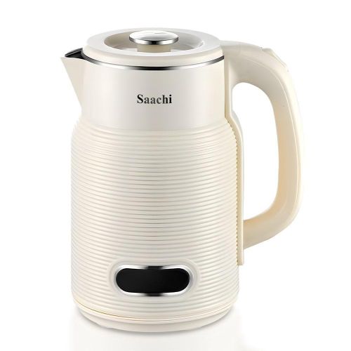 Saachi 1.8L Sleek Electric Kettle Double Wall NL-KT-7774-WH With Boil Dry Protection & Auto-Shut Off ? Cream (2YRS WRNTY)