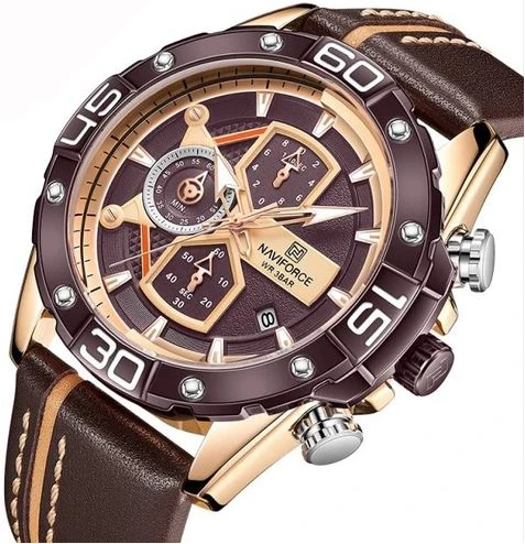 Naviforce Luxury Chronograph Men's Waterproof Watch - Brown