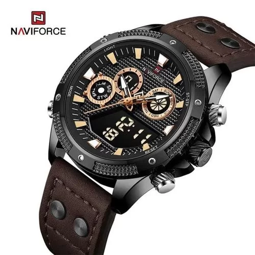 Naviforce Luxurious Leather Strapped men's Watch - Black,Brown