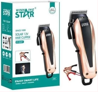 Winningstar Solar 12V Professional Hair Clipper Shaving Machine (ST-5601) - Black
