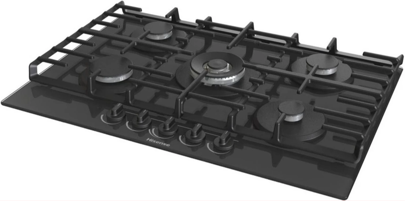 Hisense GG773BUK 75cm 5 Gas Burner on Tempered Glass Hob Cooker - Black