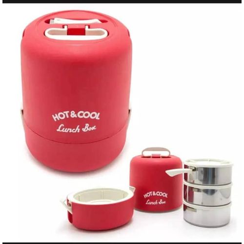 1400 ml Double walled 24 hours Hot And Cold Bento Lunch Box Insulation Plastic Cooler Box Insulated Thermal Food Storage Container With 3 Airtight Containers -Multicolor