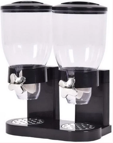 Double Kitchen Food Cereal Dispenser Storage, Organizer Container, Black
