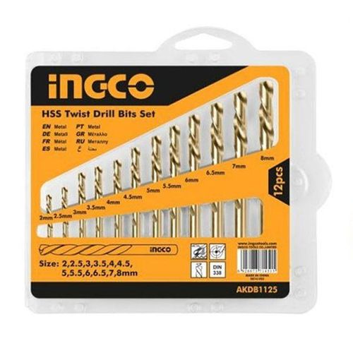 INGCO 12 Pcs HSS Twist Drill Bits Set AKDB1125