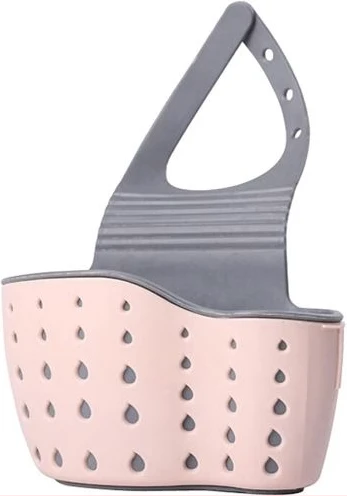 Kitchen Sink Hanging Soap Dish,Sponge Drainer Storage Basket Holder,Pink