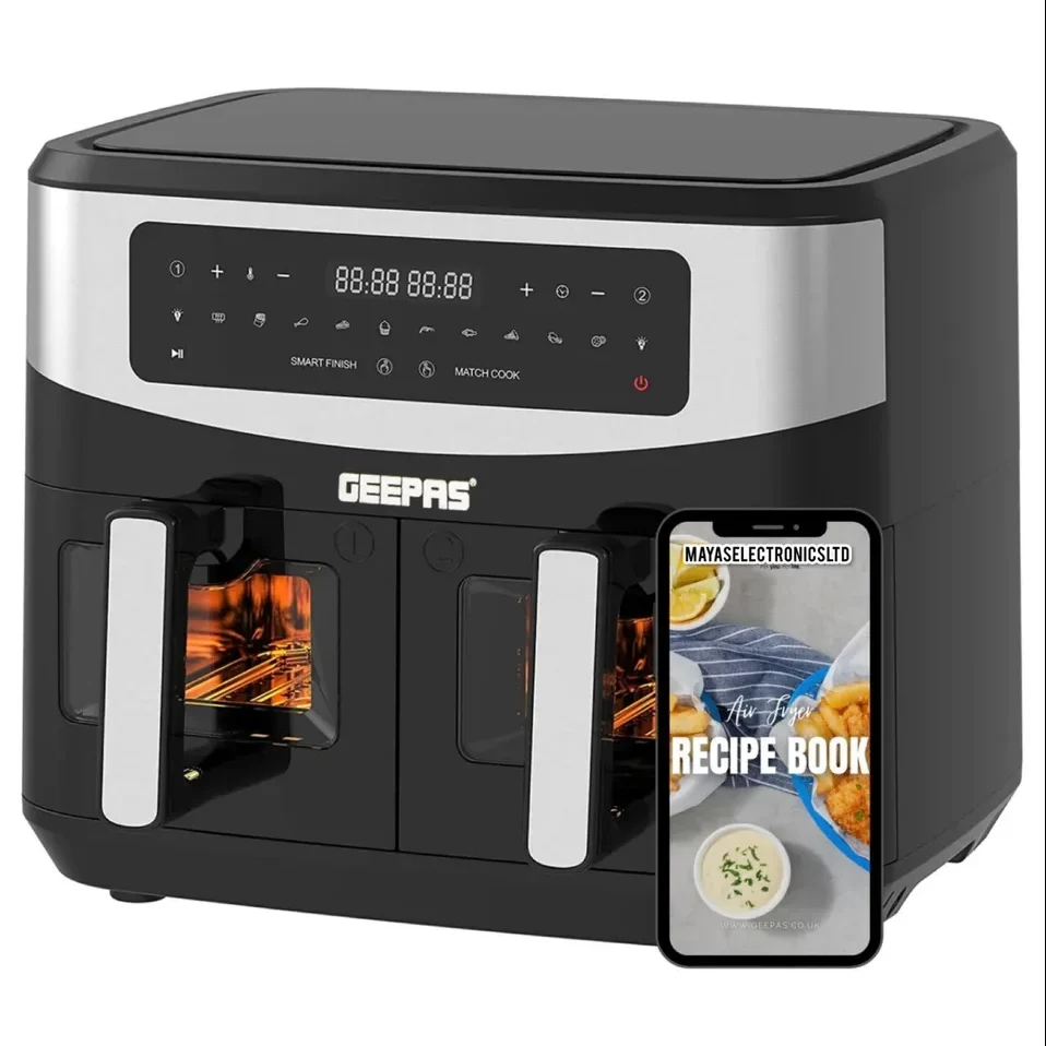 Geepas 9 Litres Dual Basket Digital Air Fryer- GAF37525UK