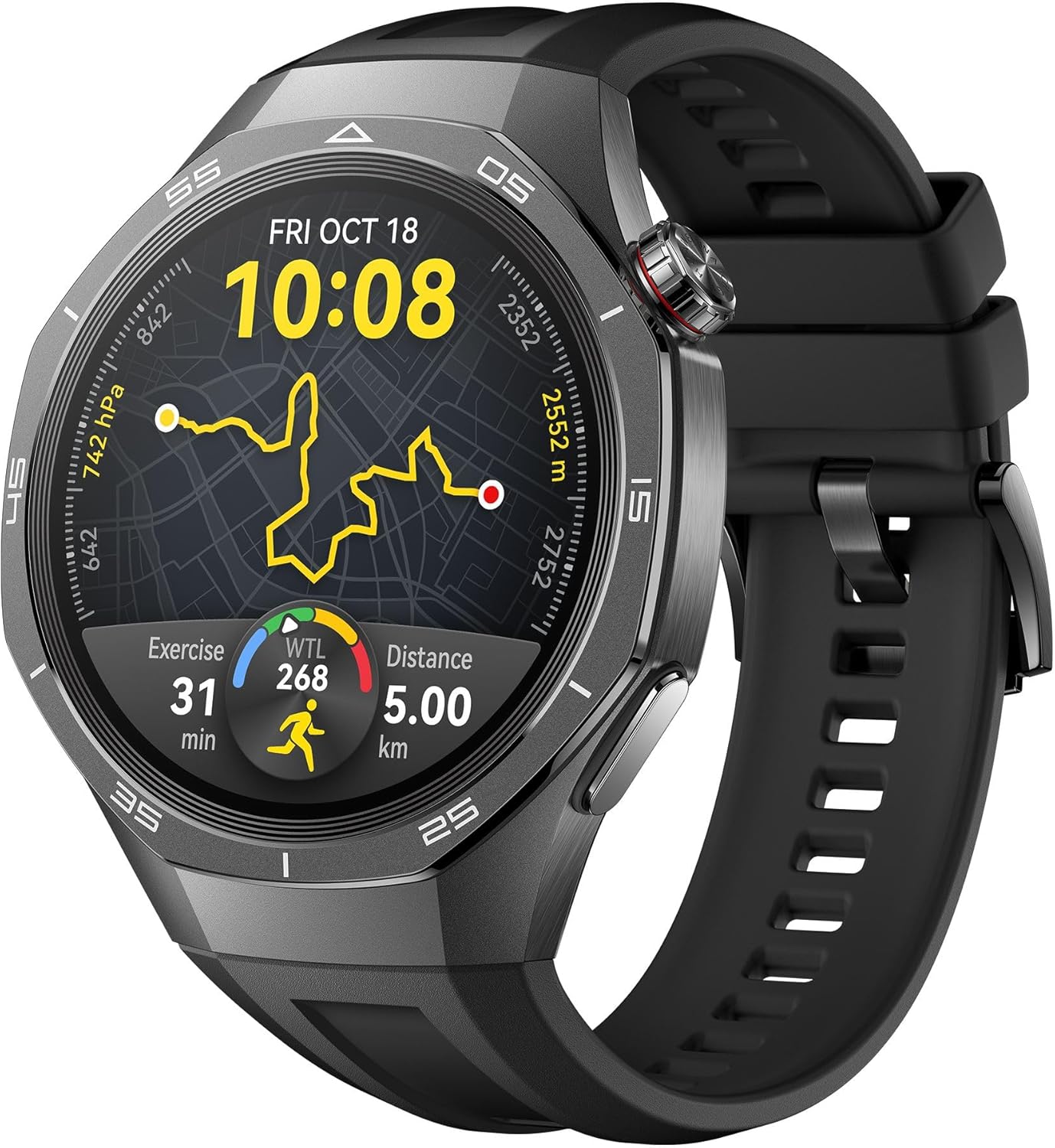 HUAWEI WATCH GT5 Pro 46 mm Smartwatch, Sharp-Edged Design, upto 14 Days Battery Life, Pro-level Sports Watch, Health Tracking, iOS & Android Compatible, 3 Months HUAWEI Care+, Black