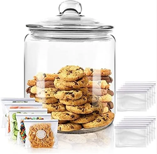 15L Airtight Glass Sweet Cookie Candy Jar Cereal Food Storage Container- Clear.