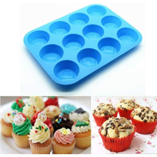 Small Silicone Mini Muffin Pans Non-Stick Bakeware for Muffins, Cakes and Cupcakes - 12 Cups Silicone Mold Baking Tray - Heat Resistant up to 450 Degrees Fahrenheit