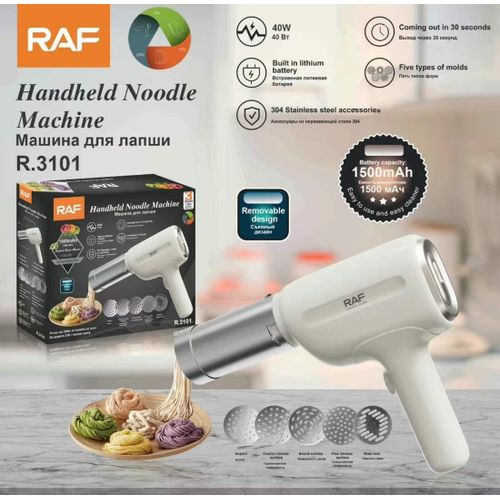 RAF Handheld Kitchen Automatic Electric Pasta Maker and Noodle Maker with 5 Different Shapes of Pasta Outlet Ramen Maker Machine for HomeSpaghetti Pasta Press Machine