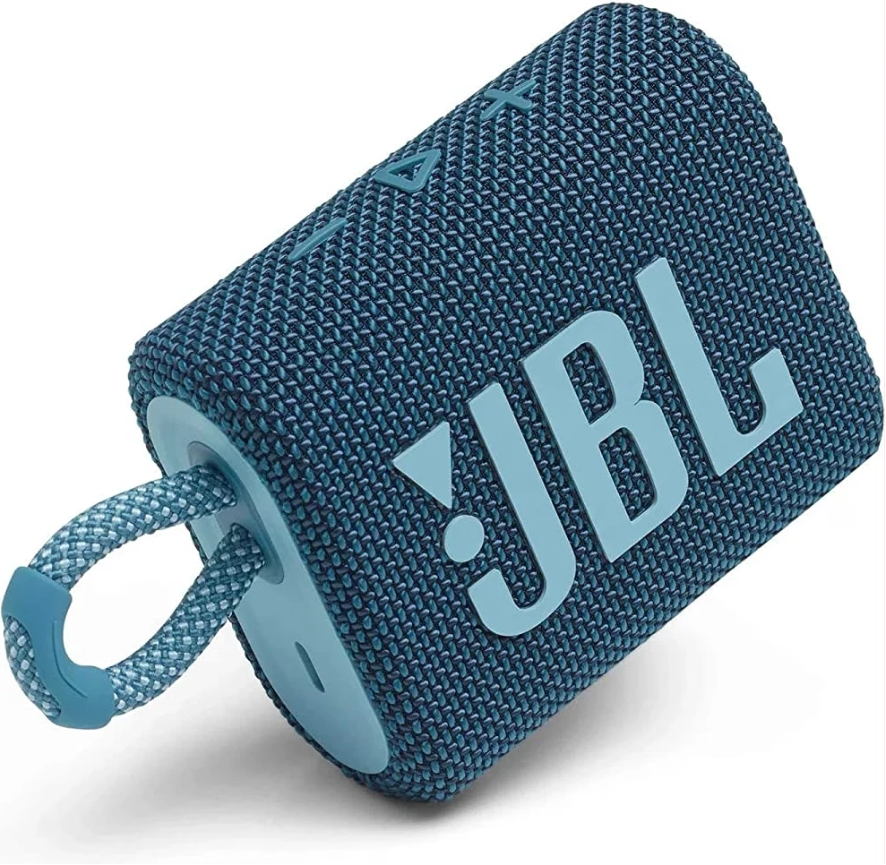 JBL Go 3, Waterproof Wireless Ultra Portable Bluetooth Speaker, JBL Pro Sound, Vibrant Colors With Rugged Fabric Design - Blue