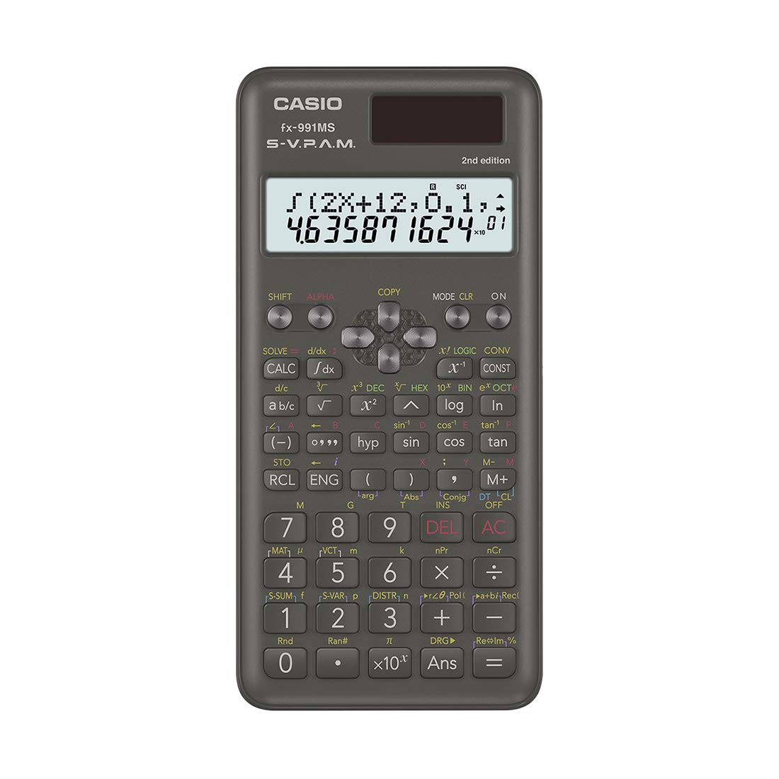 Casio FX-991MS 2nd Gen Original Non-Programmable Scientific Calculator, 401 Functions and 2-line Display, Black