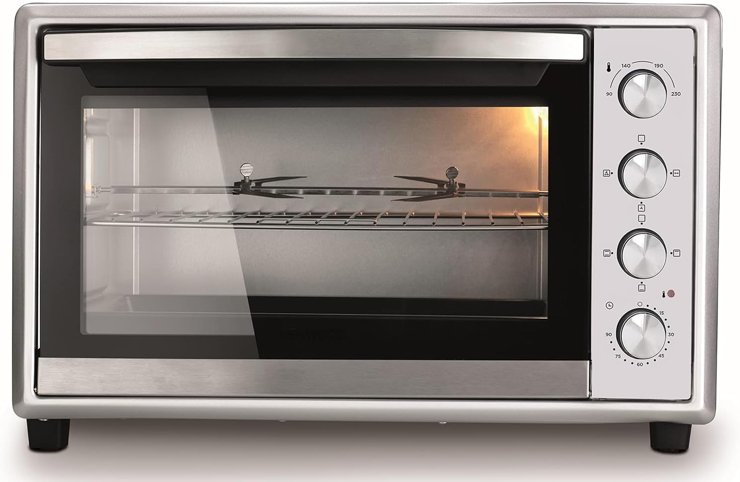 KENWOOD 100L Electric Oven - Oven Toaster Grill Large Capacity Double Glass Door Multifunctional with Rotisserie and Convection Function for Grilling, Toasting, Broiling, Baking,Defrosting MOM99 Silve