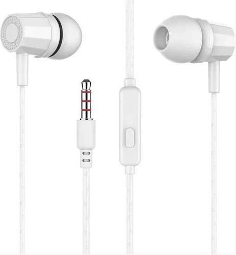 J69 In Ear Sports Earphones Wired Headphones With Microphone-White