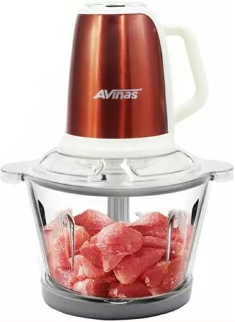 AVINAS 2L Multi-functional Glass Bowl Electric Meat Mincer Chopper Grinder -Brown