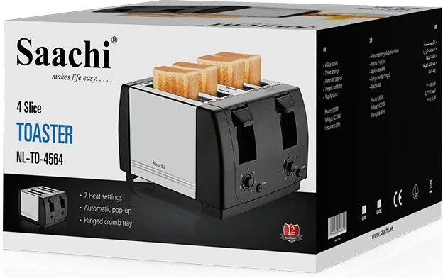 Saachi NL-TO-4564 4 Slice Bread Toaster, Silver
