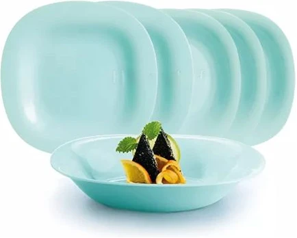Luminarc 6 Pieces Of Luminarc Square Plain Bowl Soup Plates - Green