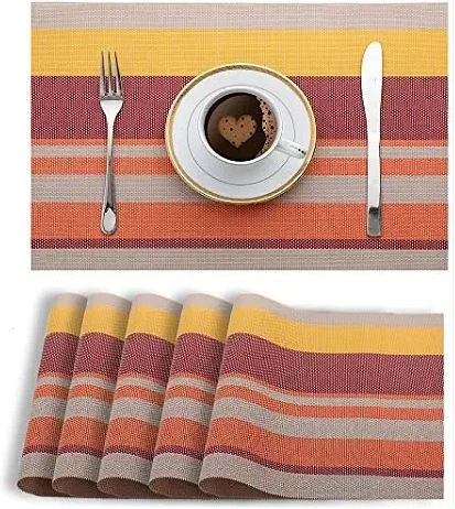 6 Pcs Table Mats With a Runner - Orange