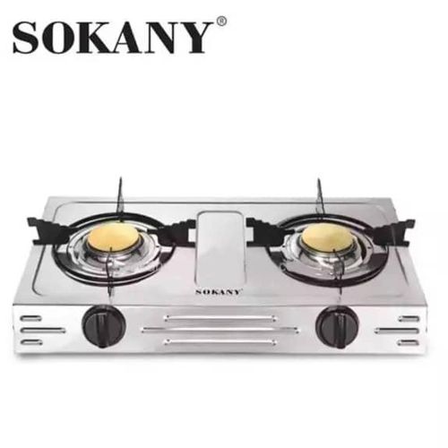Sokany 2 Burner Gas Cooker Stoveable Top Gas Stove Hob Hot Plate For Heavy And Large Pot Pans -silver.