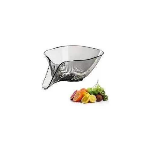 1 Piece Multifunctional Drain Basket, Plastic Drainage Basket Funnel Colander Bowl Clear Kitchen Strainer Basket with Spout, Kitchen Sink Fruit Vegetables Draining Bowl -Grey