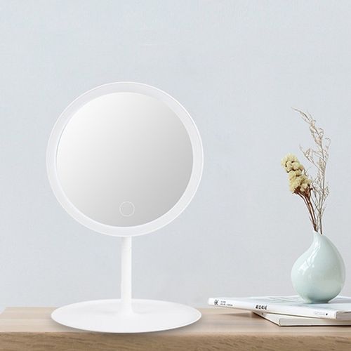 Rechargeable LED Touch Screen Cosmetic Makeup Mirror With Vanity Lamp Lights -White