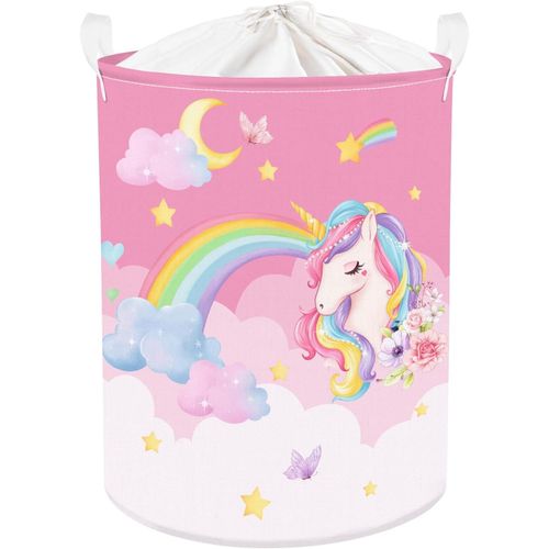 45LKids Collapsible Round Waterproof Laundry Hamper, Baby Laundry Basket Clothes Storage Baskets for Kids Room Decor,Nursery Hamper,Bedroom,Toy Organizer with Handles