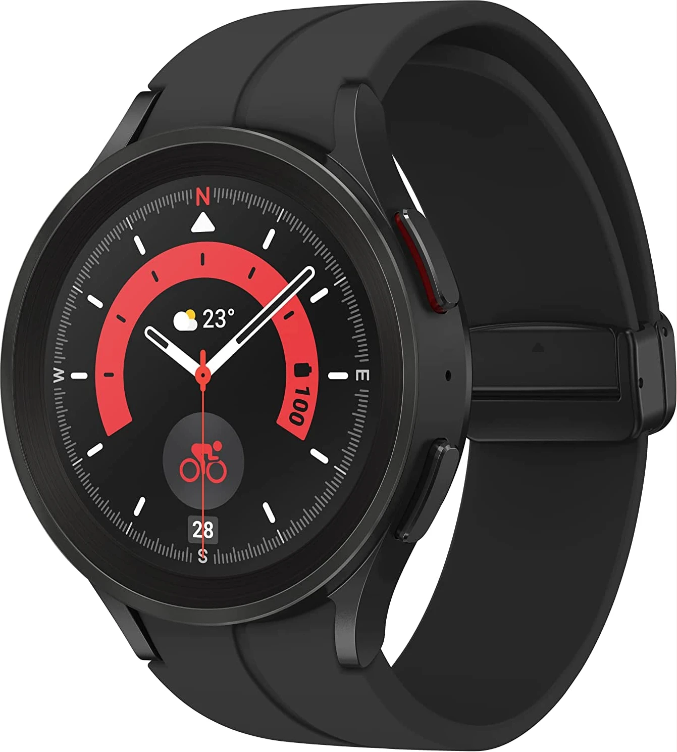 SAMSUNG Galaxy Watch 5 Pro 45mm Bluetooth Smartwatch w/ Body, 1.5GB RAM 16GB ROM 590mAh Health, Fitness and Sleep Tracker, Improved Battery, Sapphire Crystal Glass, GPS Route Tracking, Titanium Frame,