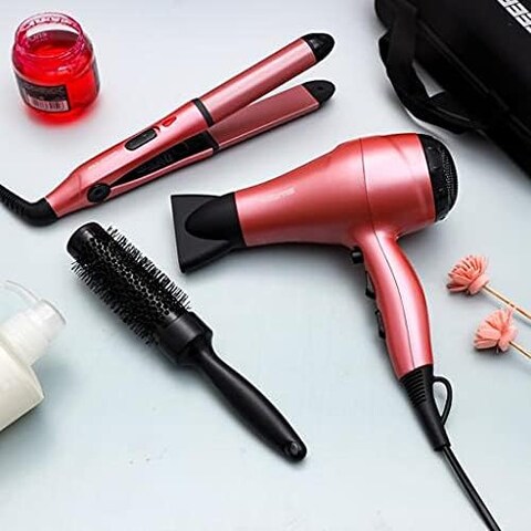 Geepas 4 In 1 Hair Dressing Set: GHF86054, Portable Hair Dryer, Straightener, Curler With Eva Bag, 2000W, Ideal For Styling All Hairs