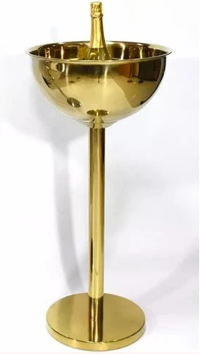 Outdoor Floor 12L Beer Champagne Wine Ice Bucket With Holder For Party- Gold.