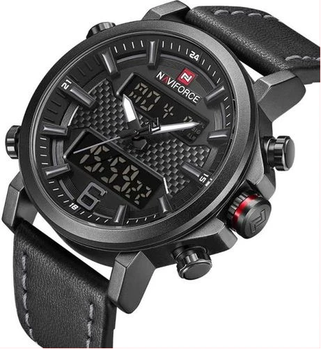 Naviforce Luxury Analog And Digital Waterproof Wrist Designer Watch - Black