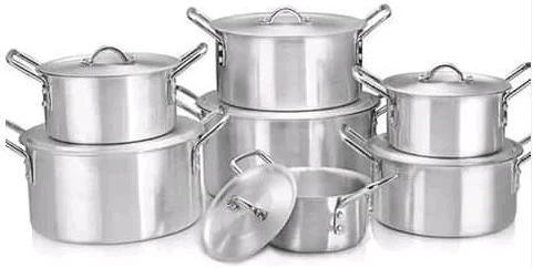 7 Pack of Cooking Pots - Silver