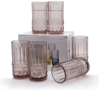 6 Pieces Of Water Juice Glasses Cups Drinkware- Purple