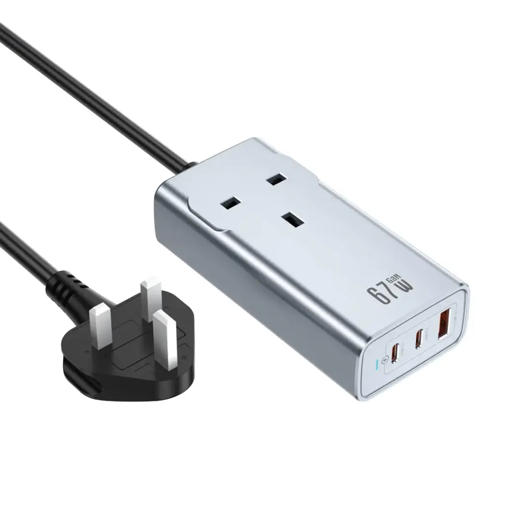 GREEN LION 67W GAN Premium AC Socket High-Efficiency Power Adapter with GaN Technology, Dual USB Ports, Compact Design, Ideal for Fast Charging Laptops, Smartphones, and Other Devices