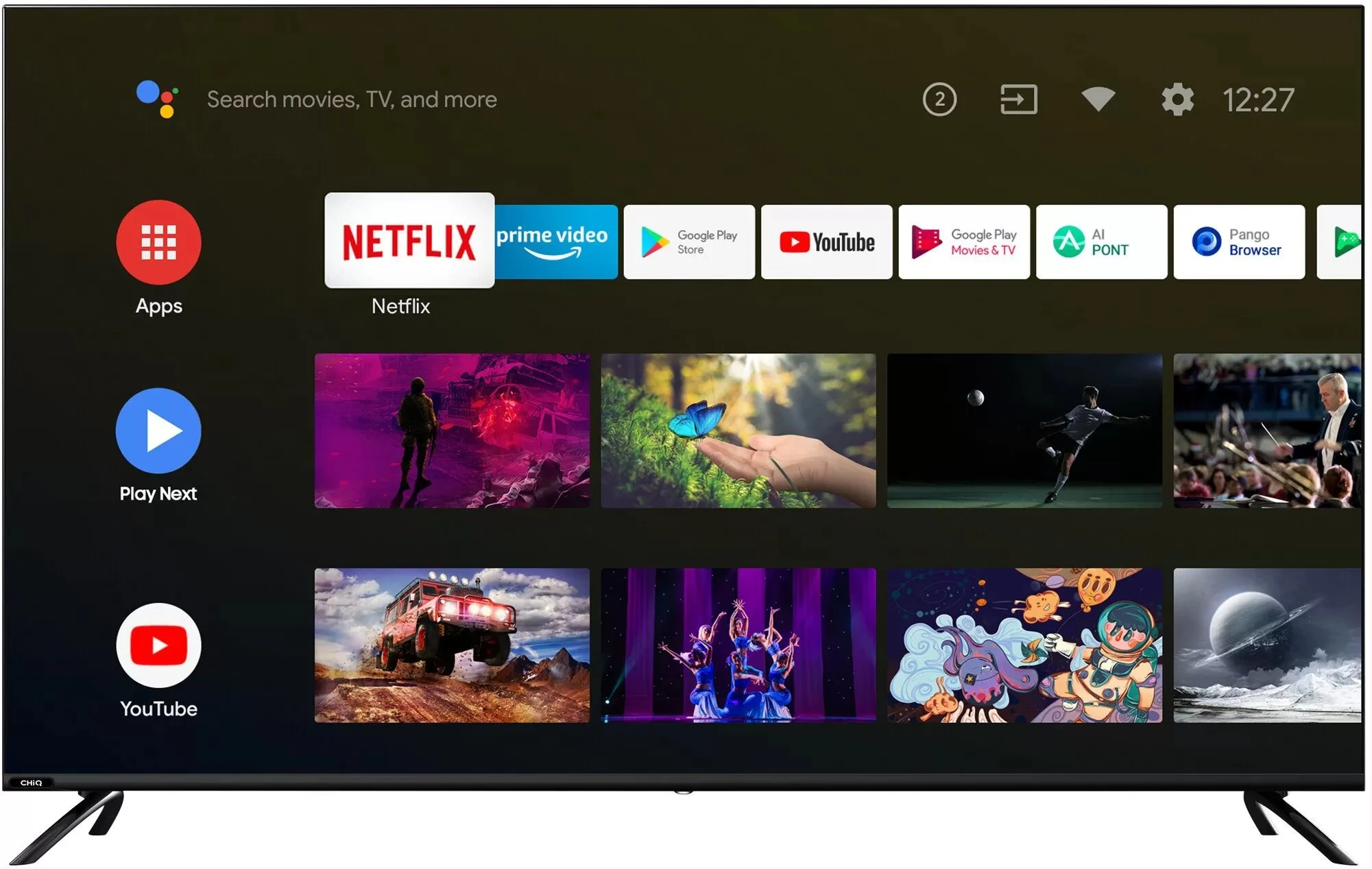 Smartec 55-Inch Full HD Smart TV; Frameless Android LED; Youtube, Netflix, Prime Video, Free To Air Decoder, HDMI, USB - Black