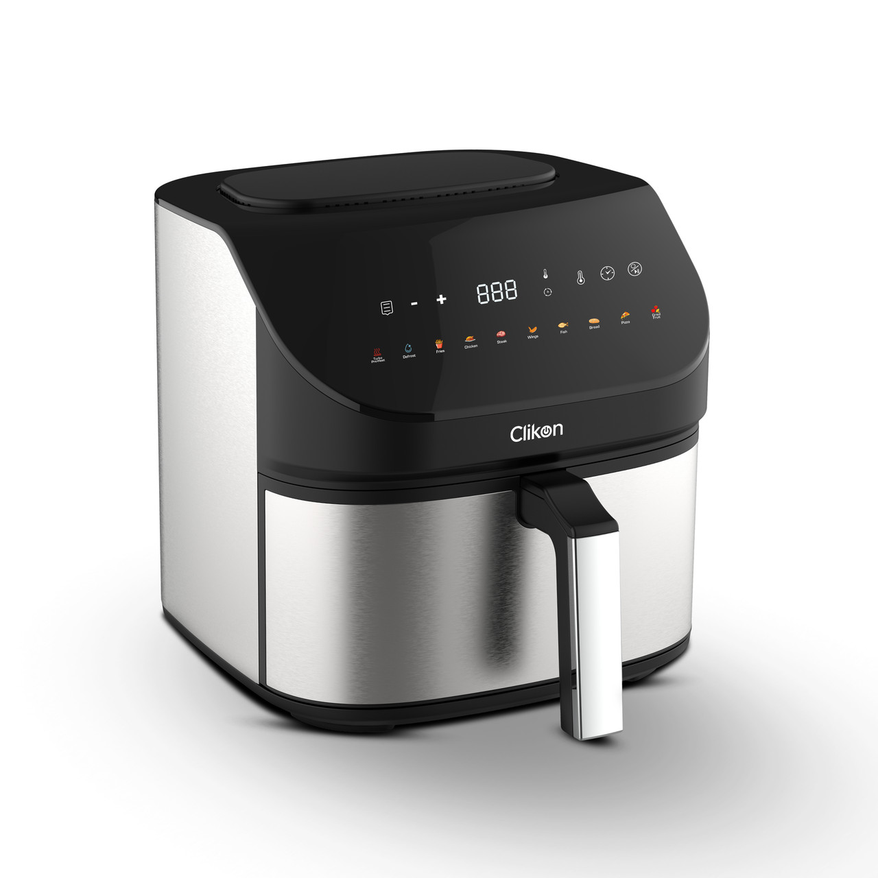 Clikon Air Fryer, 1600W, 7L Large Capacity, Digital Touch Control, 10 Preset Functions, 60 MinuteTimer, Overheating Protection,Turbo Pre Heat,De frost Function 7 L 1600 W CK368 Black/Silver