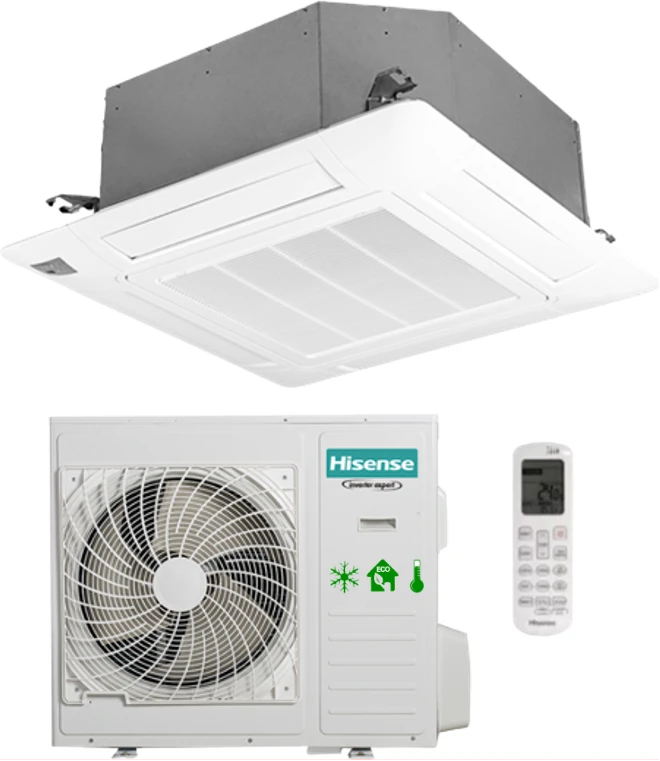 Hisense 18000 BTU Cassette Air Conditioner, Ceiling Air Conditioner AUC-18HR4SSAA1 - White. (3YR WRTY)