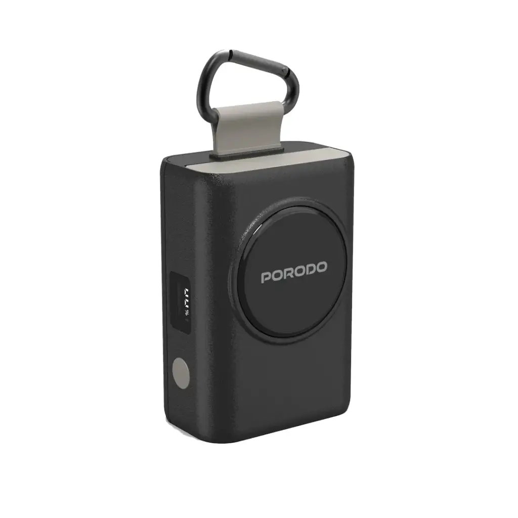Porodo 10000mAh Power Bank PD 45W Fast Charging 10000 mAh with 70cm Retractable Type-C Cable & Built-In Safeguards / Digital Display Powerbank - Black
