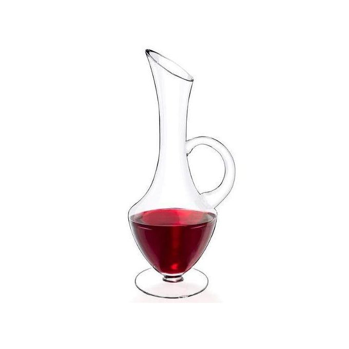 Modern Clear Glass Elegant Carafe Wine Decanter with Decorative Gold Faux Gem Filled Long Handle, Hourglass Shaped Beverage Water Pitcher Gift set