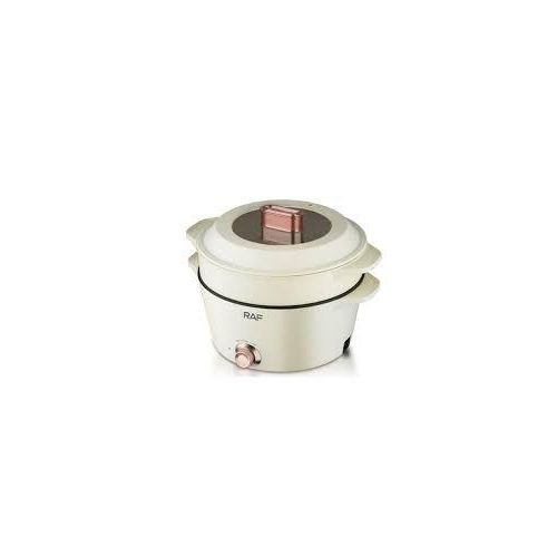 RAF 7 Plus 5 Litres Multipurpose Non-Stick Electric Hot Pot Stew Steamer Saucepan Frying Pan Cooker - Cream