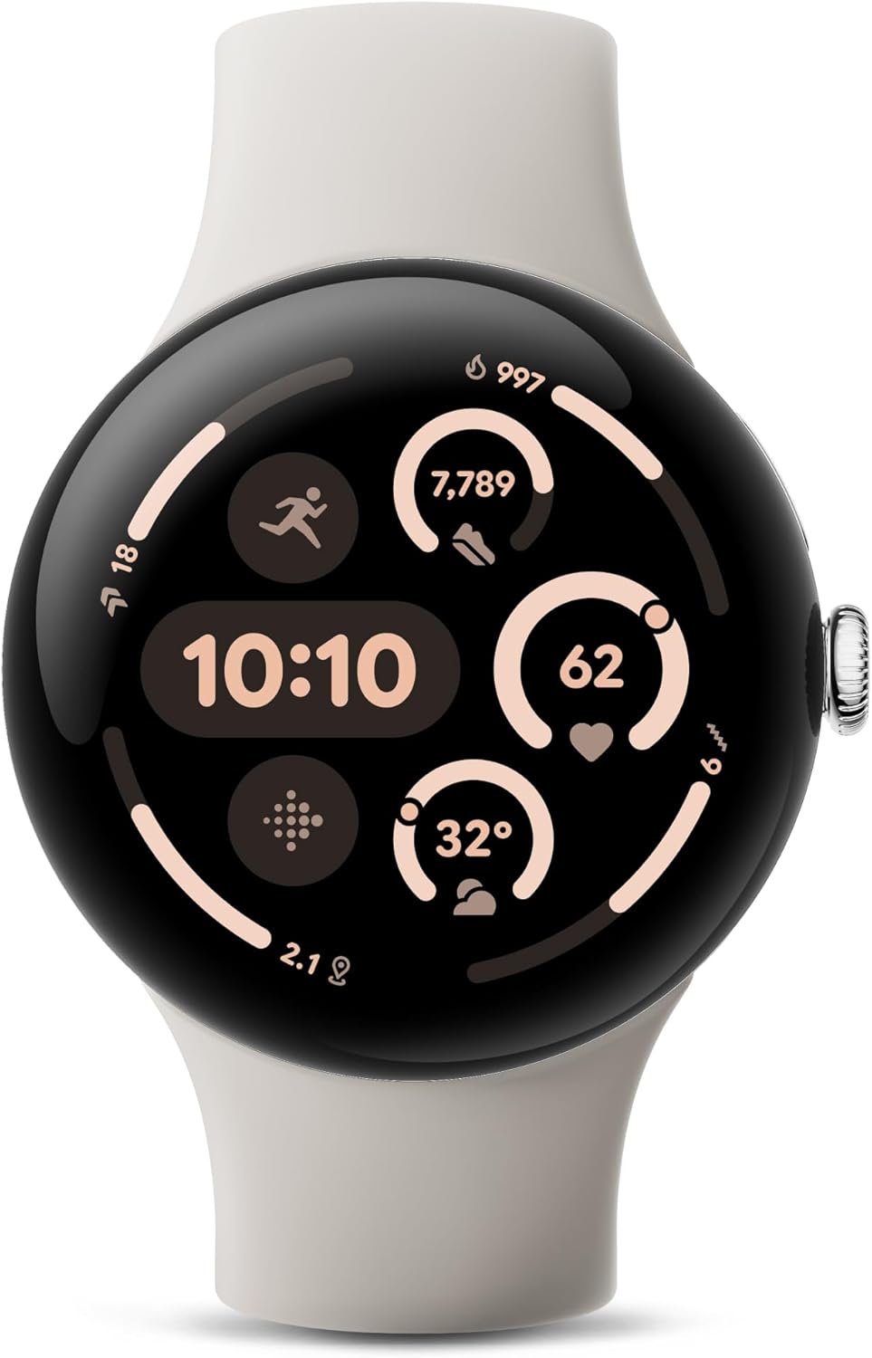 Google Pixel Watch 3 (41mm) Latest Model - Android Smartwatch, Heart Rate Tracking, Fitbit Advanced Running, Fitness Insights, 24-Hour Battery - Polished Silver Aluminum Case - Porcelain Band - Wi-Fi