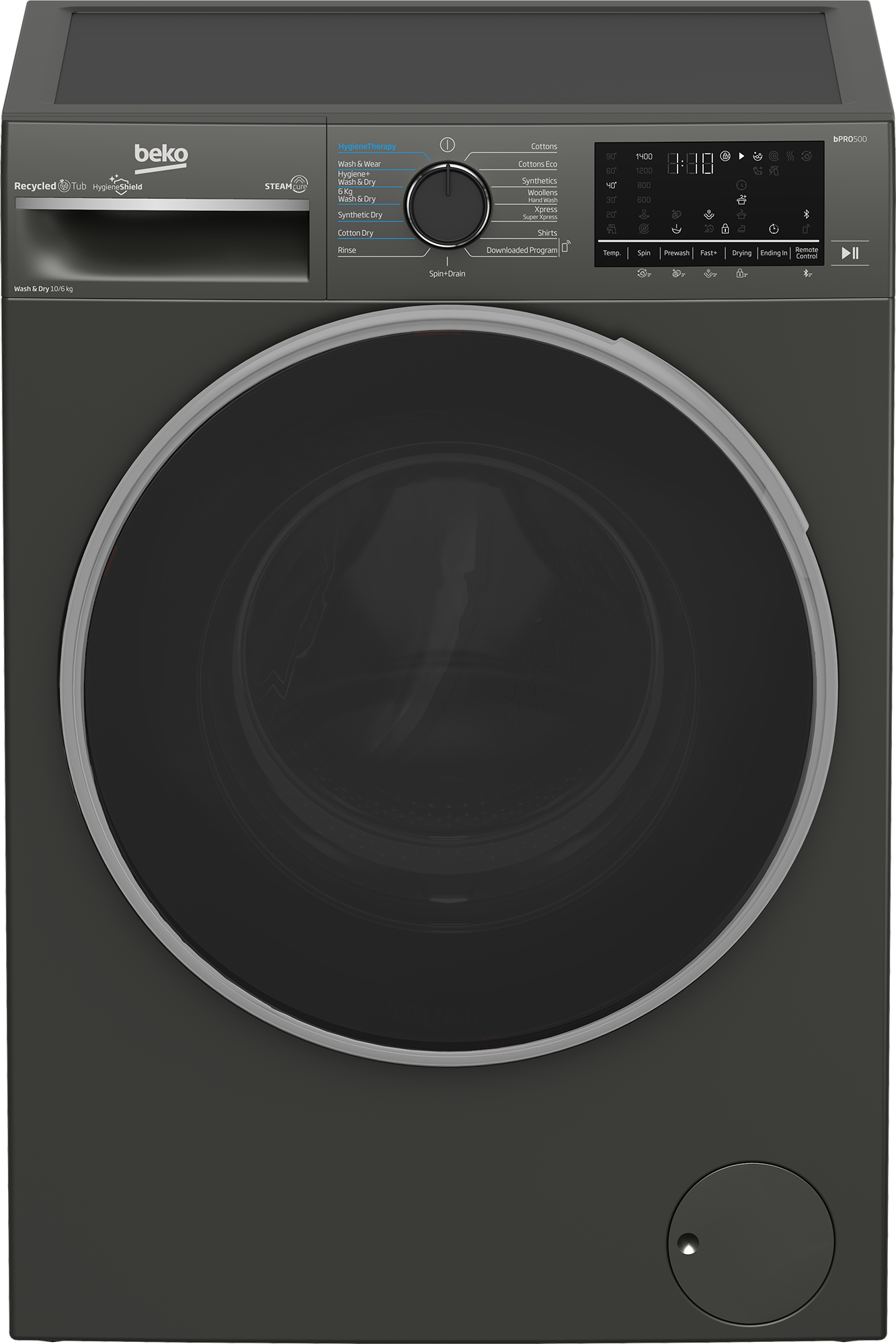Beko 10kg/6kg Washer Dryer Washing Machine BWD106, 1400rpm, 15 Programs, Steam Cure Technology,  ProSmart Inverter Motor - Grey
