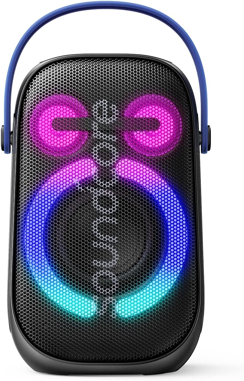 Soundcore Anker Rave Neo 2 Portable Speaker with 80W Stereo Sound, PartyCast 2.0, Light Show, IPX7 Waterproof (Floats on Water) 18H Playtime, Customizable EQ & Bass Up for Party, Tailgating, Backyard