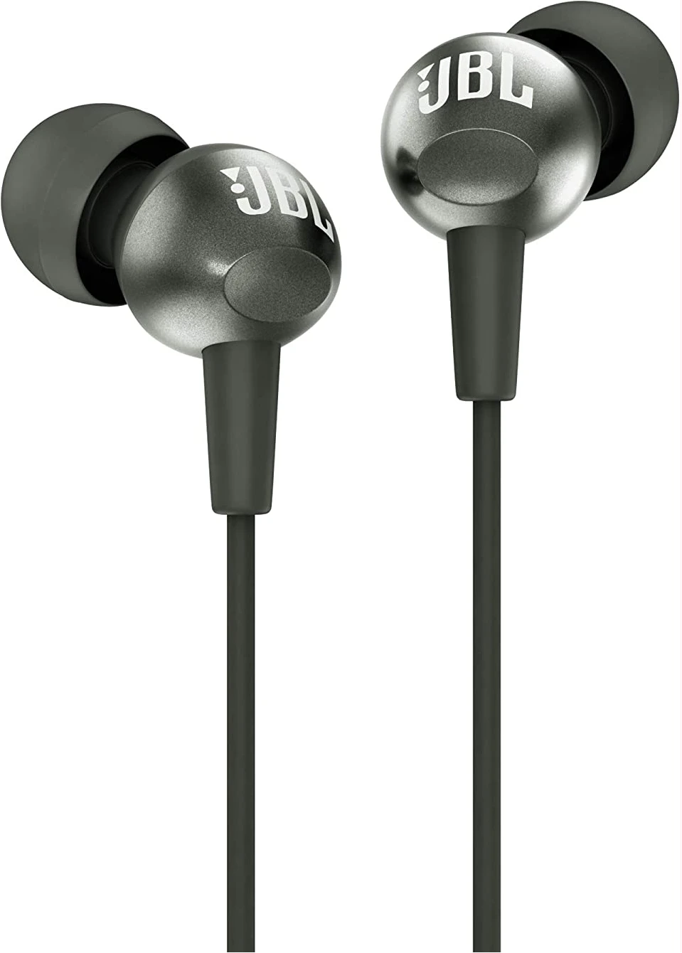 JBL C200SI, Premium in Ear Wired Earphones with Mic, JBL Signature Sound, One Button Multi-Function Remote, Angled Earbuds for Comfort fit (Gun Meta