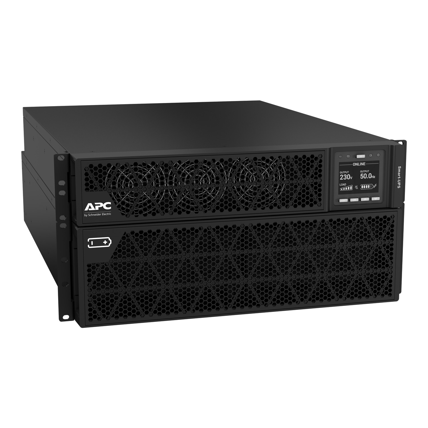APC 10kVA/10kW Smart-UPS On-Line, Rack/Tower, 230V, 2x IEC C13+1x IEC C19+Hard wire 3-wire (H+N+E) outlets, Network Card, W/O rail kit