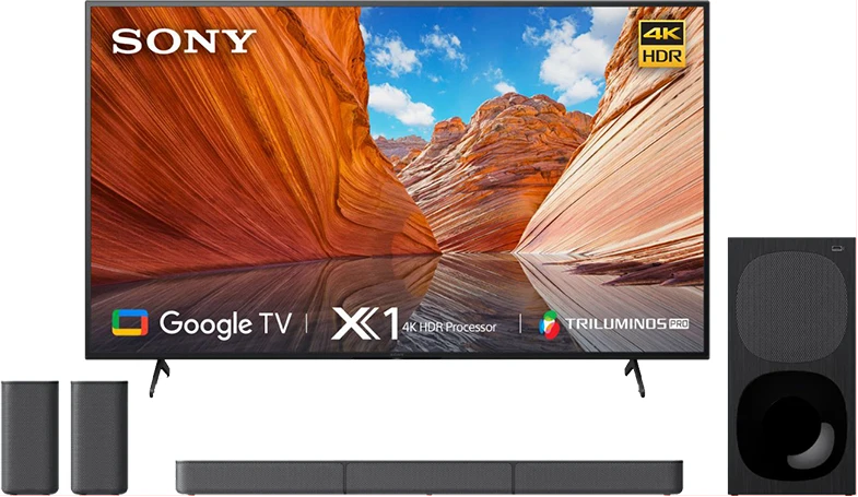 Sony 55-Inch 4K Android Google TV KD55X80 + FREE Sony Sound Bar HTS20R 400W 5.1 Channel – Black