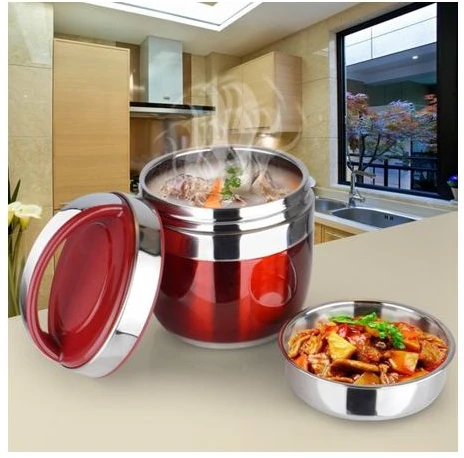 2 Layer Portable Steel Insulated Food Thermal Container Lunch Box 1.2L- Multi-colours.