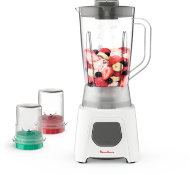 Moulinex Blendeo+ Blender, 1.5 Litre, With Ice CRush Technology & 2 Grinder And Chopper Accessories, 450 Watts, White, Plastic, LM2B3127